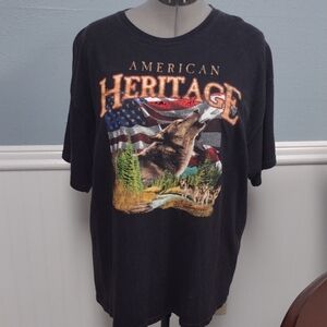 Black Short Sleeve Tee with Graphic Design Size XL (46-48)